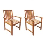 Garden Chairs 2pcs Solid Acacia Wood Brown