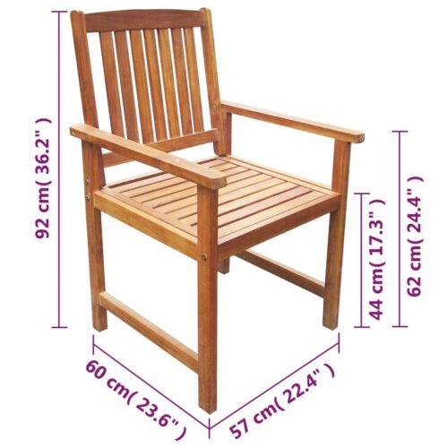 Garden Chairs 2pcs Solid Acacia Wood Brown - Image 6