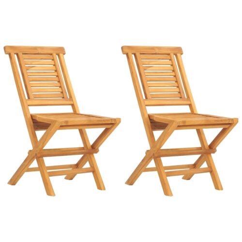 Folding Garden Chairs 2pcs 47x63x90cm Solid Wood Teak - Image 2