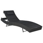 Outdoor Sun Lounger Garden Patio Beach Pool Lounge Recliner Daybed Chair Black