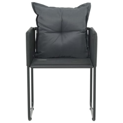 Outdoor Chairs 2pcs with Pillows Poly Rattan Black - Image 3