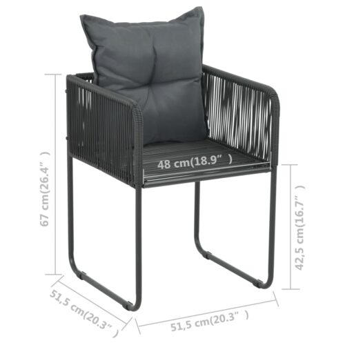 Outdoor Chairs 2pcs with Pillows Poly Rattan Black - Image 6