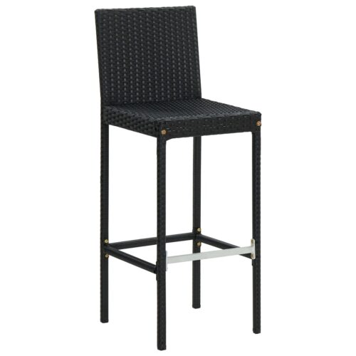 Garden Bar Stools with Cushions 2pcs Black Poly Rattan - Image 3