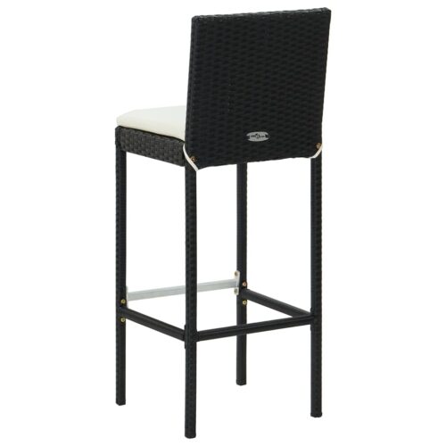 Garden Bar Stools with Cushions 2pcs Black Poly Rattan - Image 6