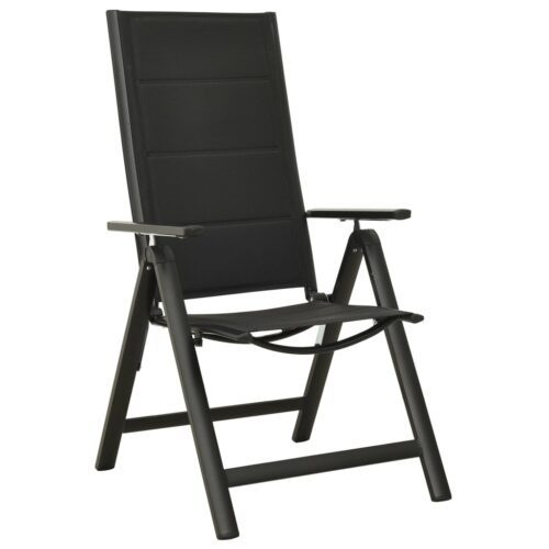 Folding Garden Chairs 2pcs Textilene Aluminium Black