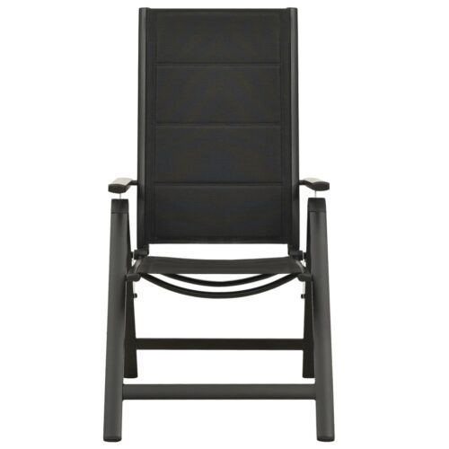Folding Garden Chairs 2pcs Textilene Aluminium Black - Image 4