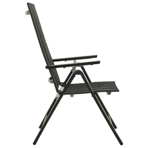 Folding Garden Chairs 2pcs Textilene Aluminium Black - Image 6