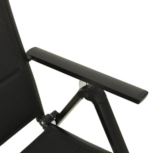Folding Garden Chairs 2pcs Textilene Aluminium Black - Image 8