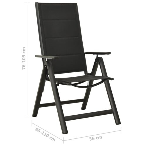 Folding Garden Chairs 2pcs Textilene Aluminium Black - Image 10
