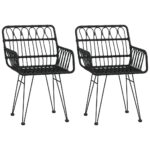 Garden Chairs 2pcs with Armrest Black 56x64x80cm PE Rattan