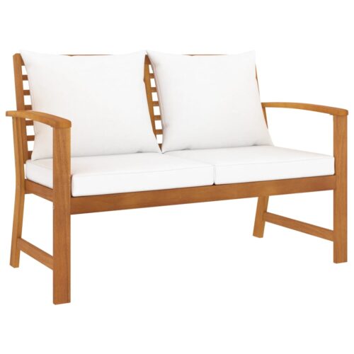 Garden Bench 120cm with Cream Cushion Solid Acacia Wood
