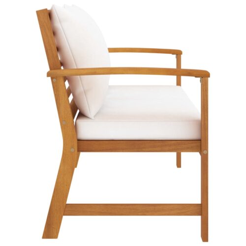Garden Bench 120cm with Cream Cushion Solid Acacia Wood - Image 3