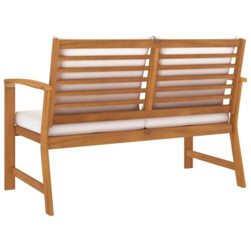 Garden Bench 120cm with Cream Cushion Solid Acacia Wood - Image 4