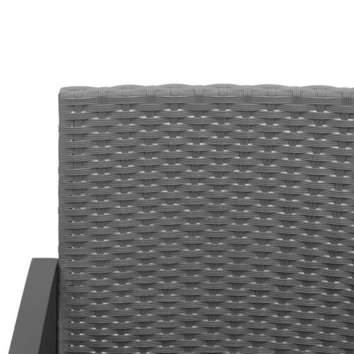 3-Seater Garden Bench with Cushions Dark Grey PP Rattan - Image 6