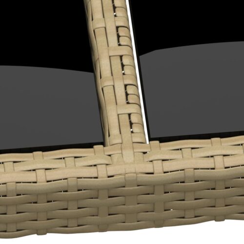 Garden Table 190x90x75cm Tempered Glass Poly Rattan Beige - Image 4