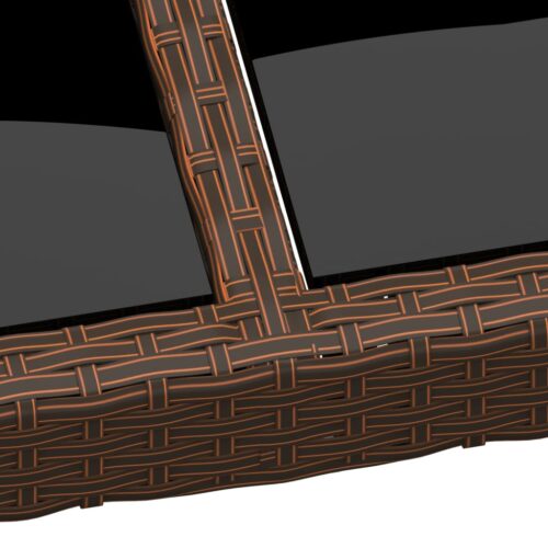 Garden Table 190x90x75cm Tempered Glass Poly Rattan Brown - Image 4