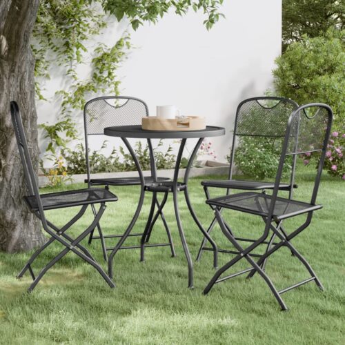 Folding Garden Chairs 4pcs Expanded Metal Mesh Anthracite - Image 8