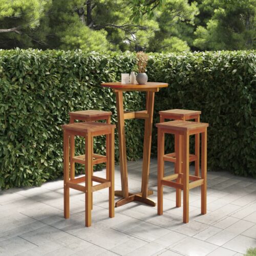 Bar Stools 4pcs Solid Wood Acacia - Image 6