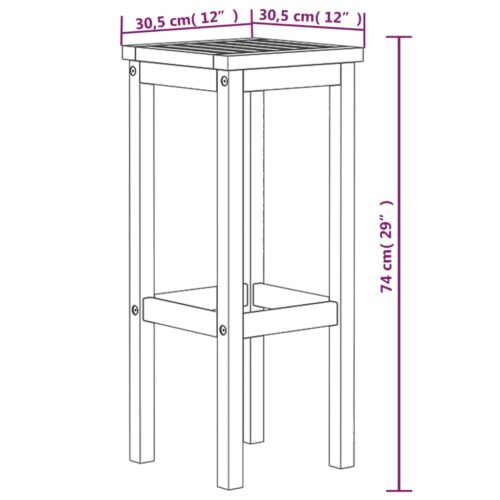 Bar Stools 4pcs Solid Wood Acacia - Image 5
