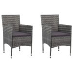 Garden Dining Chairs 2pcs Poly Rattan Grey