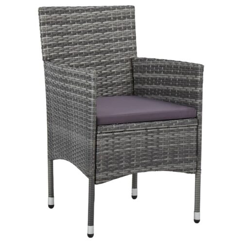 Garden Dining Chairs 2pcs Poly Rattan Grey - Image 2