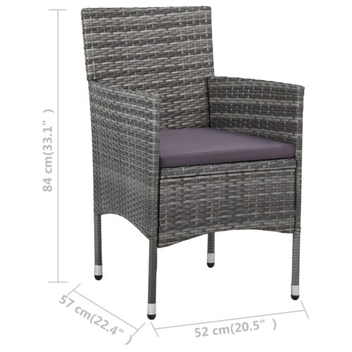 Garden Dining Chairs 2pcs Poly Rattan Grey - Image 7