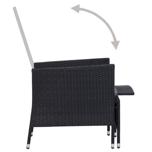 Reclining Garden Chair with Cushions Poly Rattan Black - Image 5