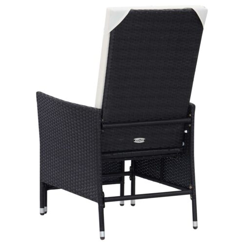 Reclining Garden Chair with Cushions Poly Rattan Black - Image 6