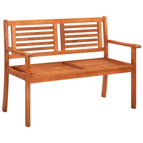 2-Seater Garden Bench with Cushion 120cm Solid Eucalyptus Wood - Image 2