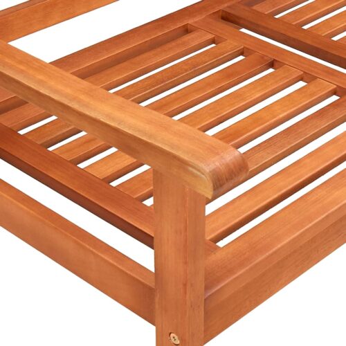 2-Seater Garden Bench with Cushion 120cm Solid Eucalyptus Wood - Image 6