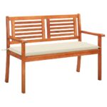 2-Seater Garden Bench with Cushion 120cm Solid Eucalyptus Wood