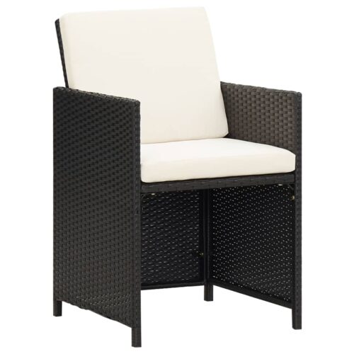 Garden Chairs 2pcs with Cushions Pillows Poly Rattan Black