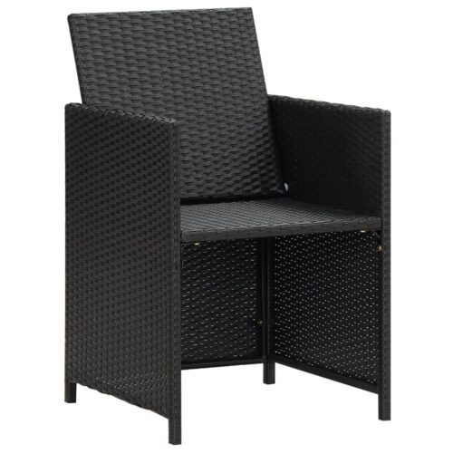 Garden Chairs 2pcs with Cushions Pillows Poly Rattan Black - Image 2