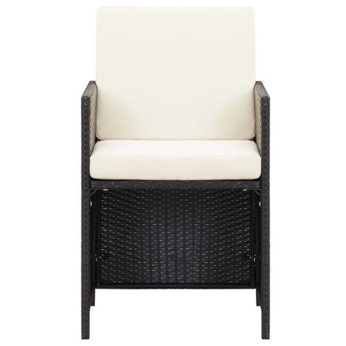 Garden Chairs 2pcs with Cushions Pillows Poly Rattan Black - Image 3