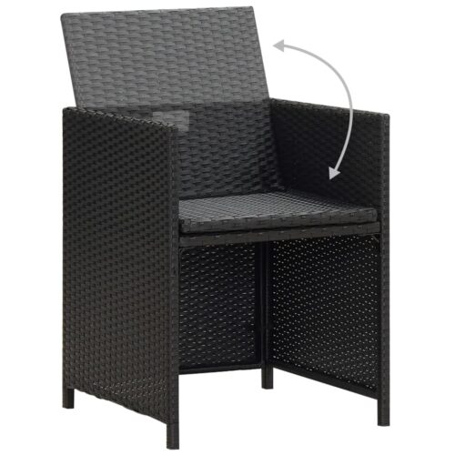 Garden Chairs 2pcs with Cushions Pillows Poly Rattan Black - Image 4