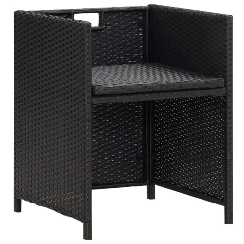 Garden Chairs 2pcs with Cushions Pillows Poly Rattan Black - Image 5