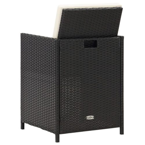 Garden Chairs 2pcs with Cushions Pillows Poly Rattan Black - Image 7