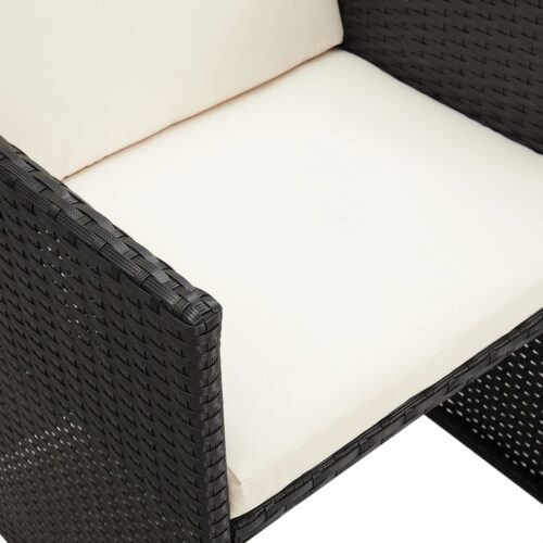 Garden Chairs 2pcs with Cushions Pillows Poly Rattan Black - Image 9