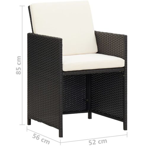 Garden Chairs 2pcs with Cushions Pillows Poly Rattan Black - Image 10