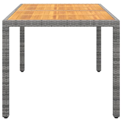 Garden Table 150x90x75cm Acacia Wood Poly Rattan Grey - Image 3