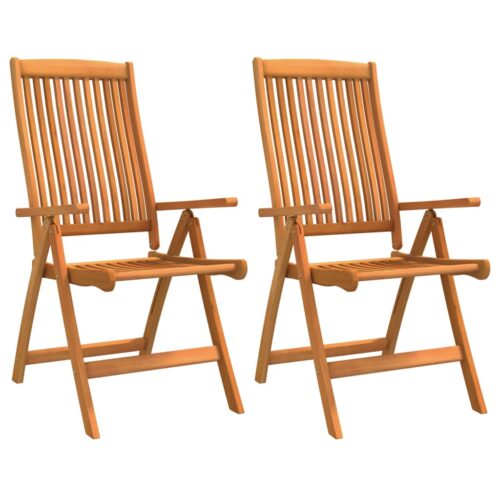 Folding Garden Chairs 2pcs Solid Wood Eucalyptus - Image 2