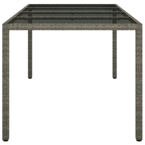 Garden Table Grey 190x90x75cm Tempered Glass Poly Rattan - Image 4