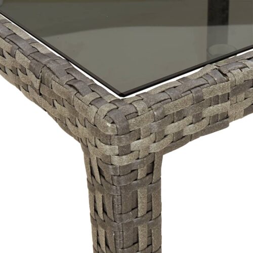 Garden Table Grey 190x90x75cm Tempered Glass Poly Rattan - Image 5