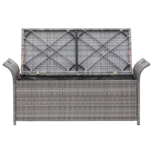 Storage Bench with Cushion Grey 138cm Poly Rattan - Image 4