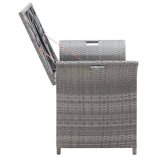 Storage Bench with Cushion Grey 138cm Poly Rattan - Image 5