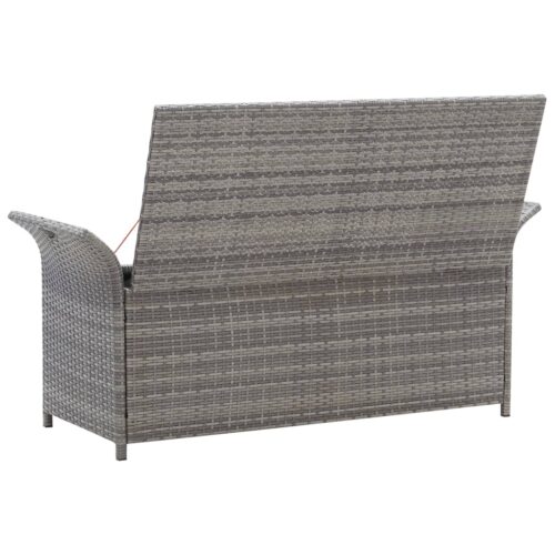 Storage Bench with Cushion Grey 138cm Poly Rattan - Image 6