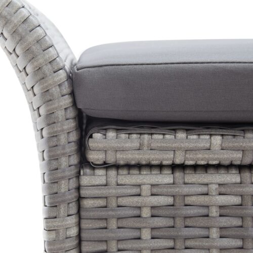 Storage Bench with Cushion Grey 138cm Poly Rattan - Image 8
