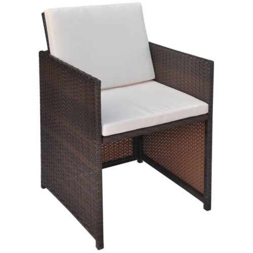 Garden Chairs 2pcs with Cushions Pillows Poly Rattan Brown - Image 2