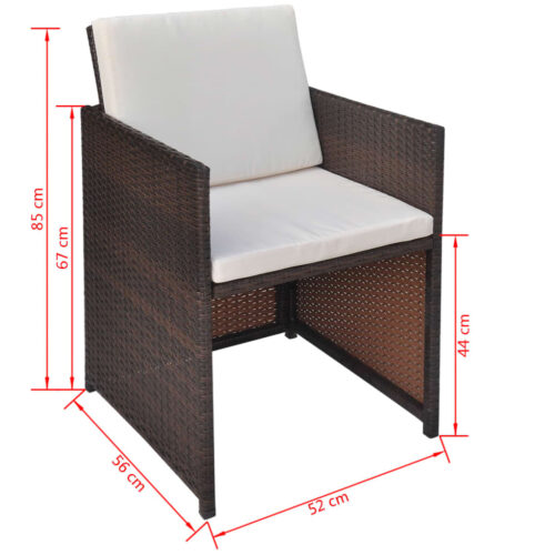 Garden Chairs 2pcs with Cushions Pillows Poly Rattan Brown - Image 3