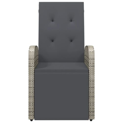 Reclining Garden Chair with Cushion Poly Rattan Grey - Image 3